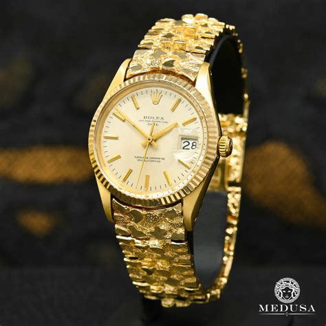 rolex day date gold nugget band|Rolex gold nugget watch.